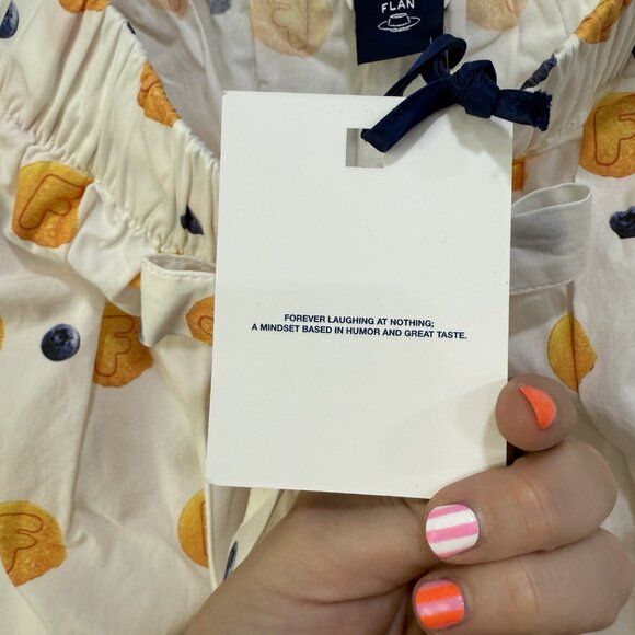 Flan Shorts Men XL White Blueberry Pancake Print Cotton Drawstring Pocket Brunch - Picture 8 of 15